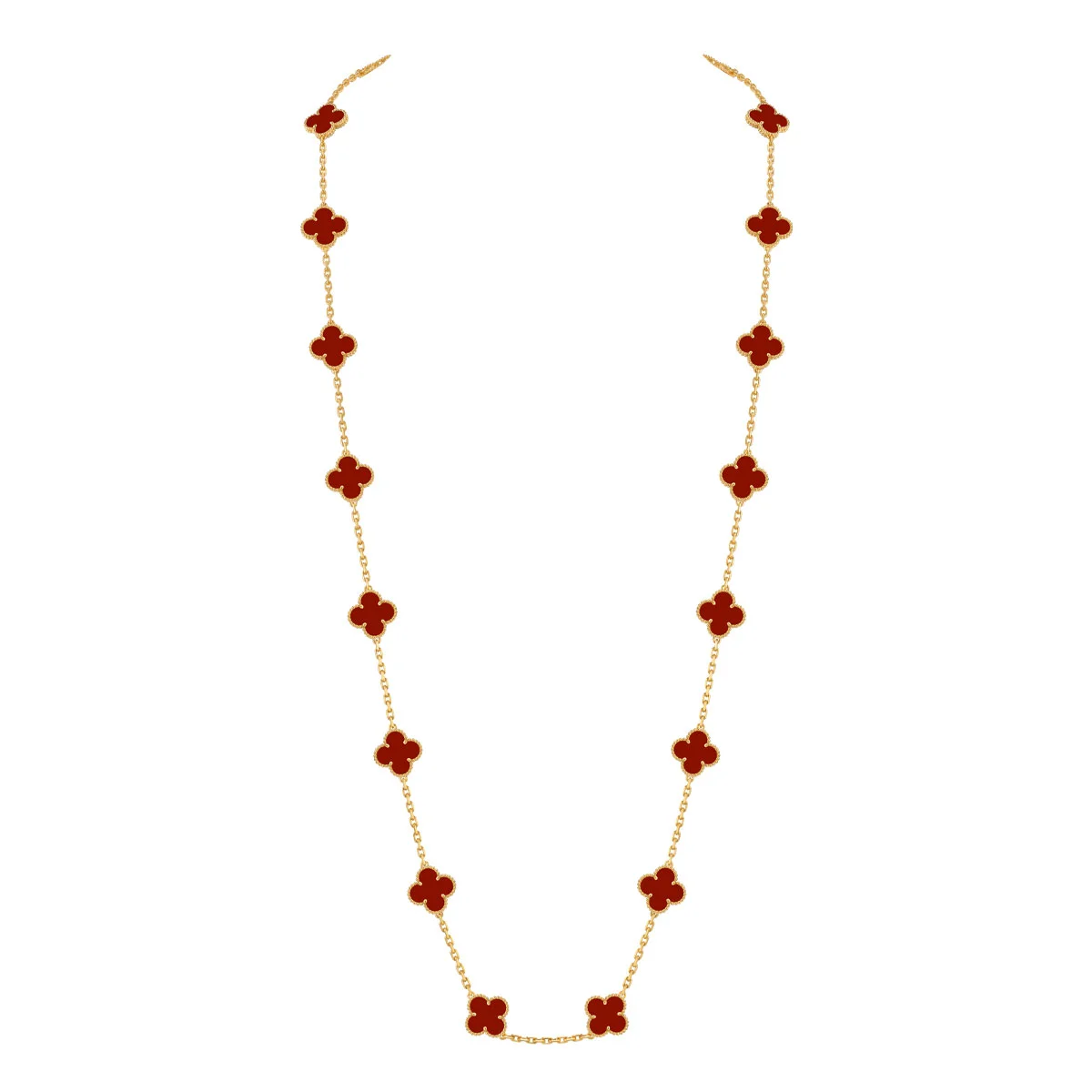 ヴァンクリーフ&アーペル 「ヴィンテージ アルハンブラ」ネックレス 20モチーフ カーネリアン