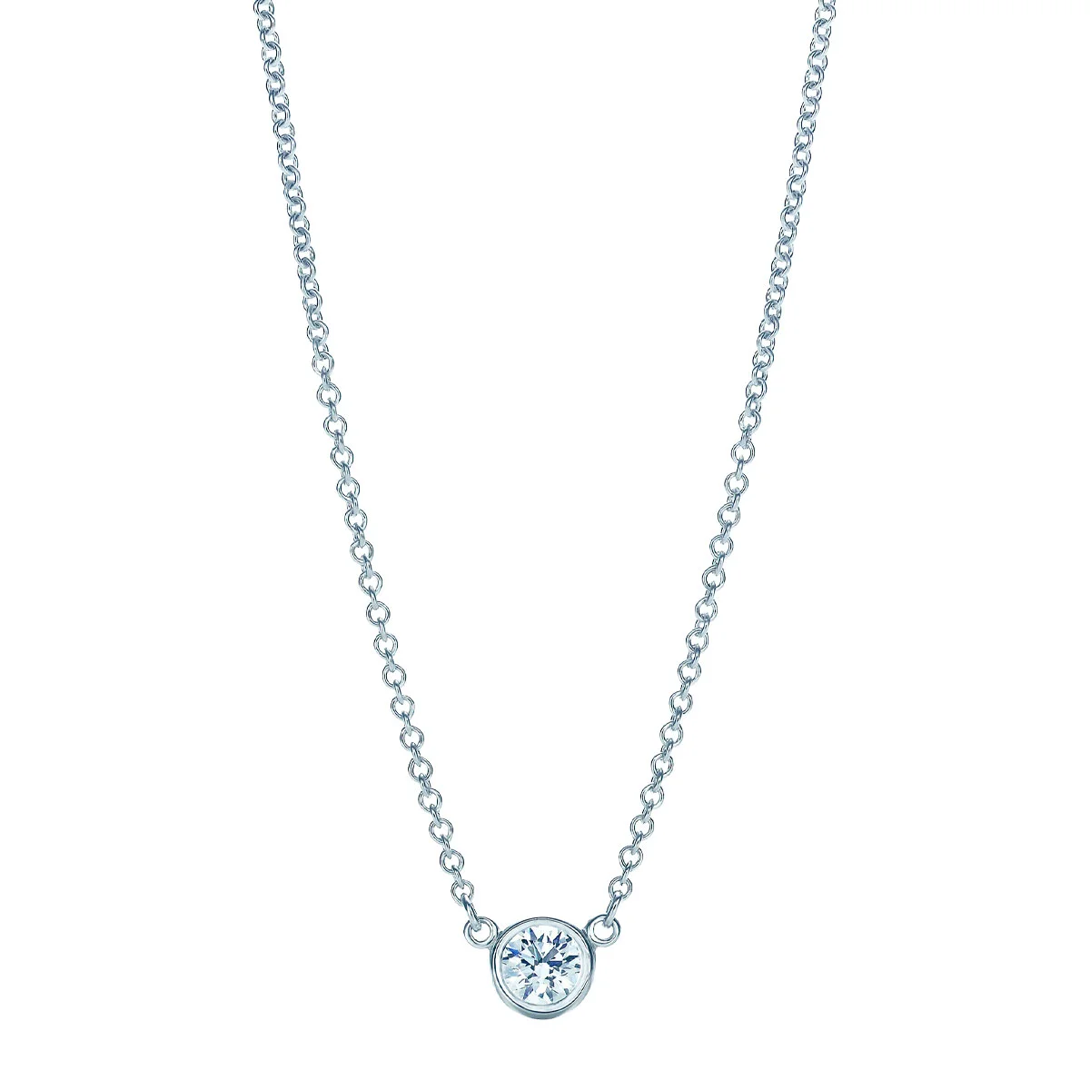 ティファニーのエルサ・ペレッティ™ ダイヤモンド バイ ザ ヤード™ペンダント、一粒ダイヤネックレス