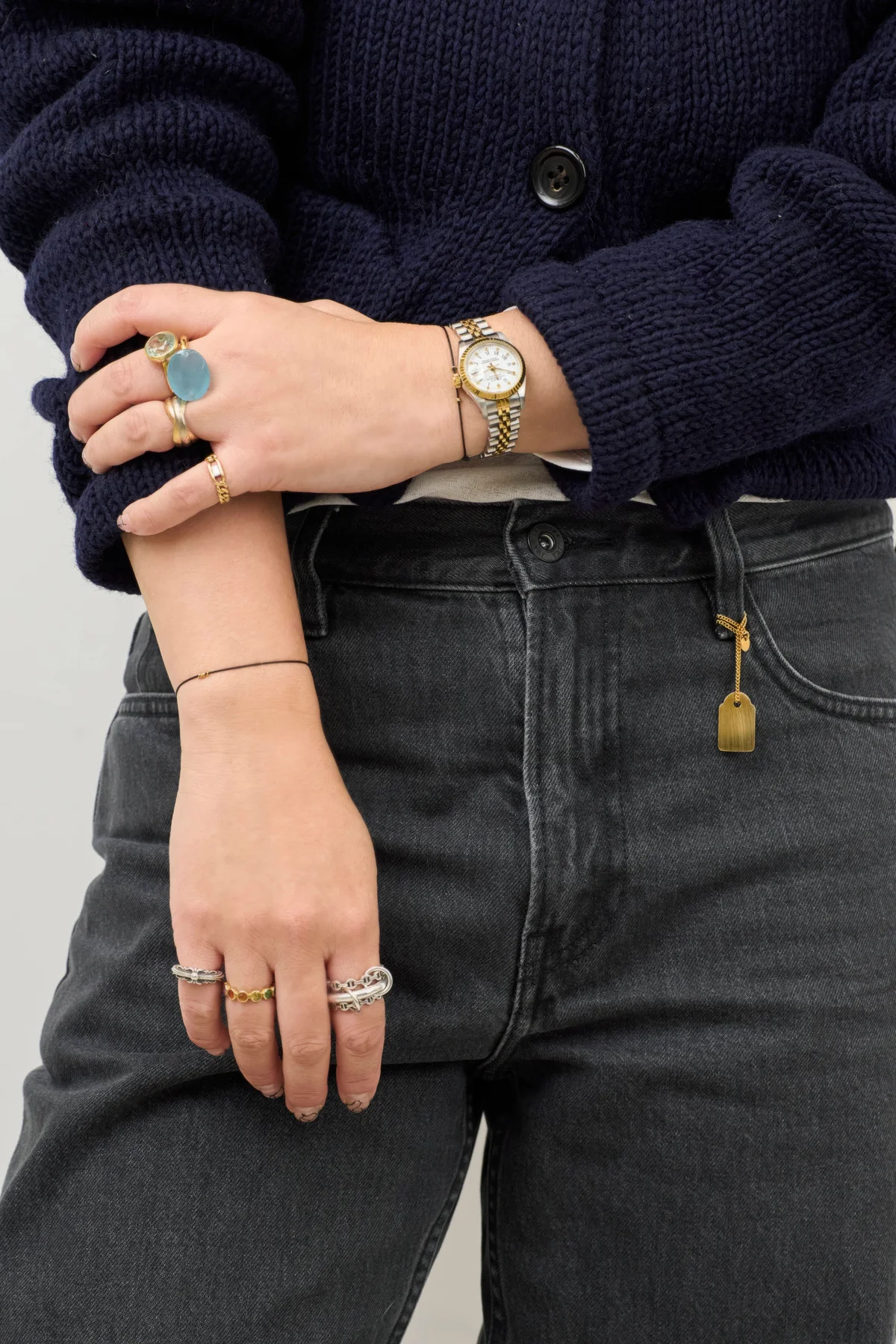 マリーエレーヌ ドゥ タイヤック リング　重ねづけ　コーディネート　時計　ロレックス