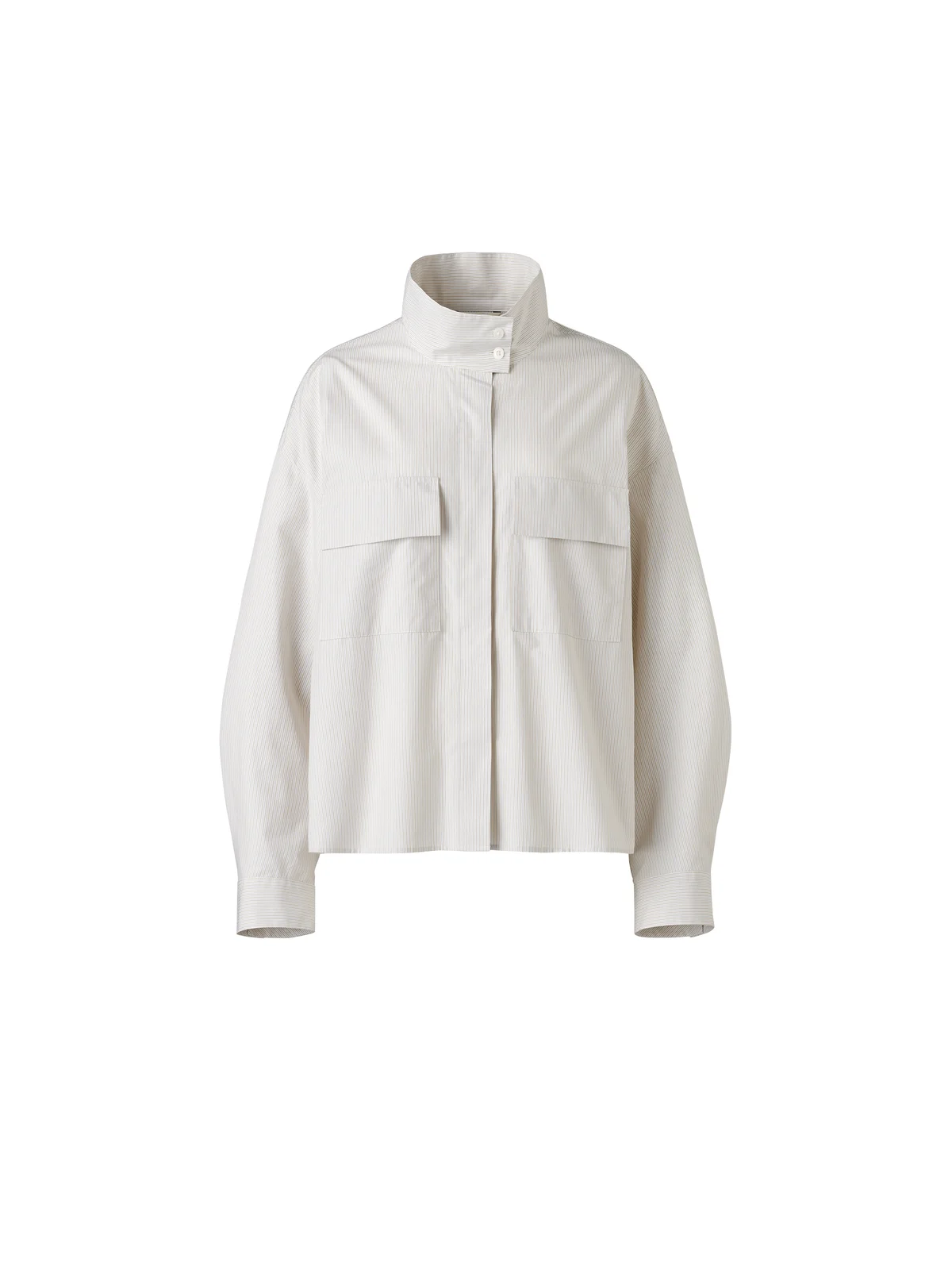 コットンスタンドカラーシャツジャケット/ストライプ￥3,990