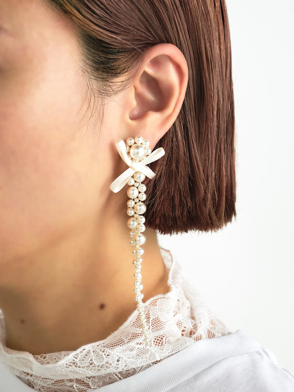 シモーン・ロシャ PETITE BOW DETAIL DRIP EARRINGSイヤリング