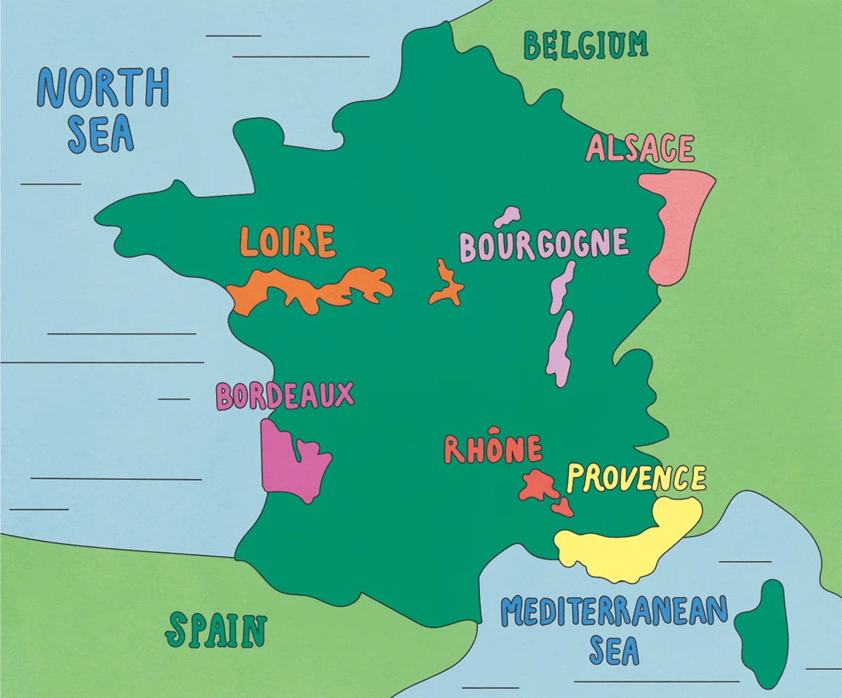 フランスワインの産地のイラスト