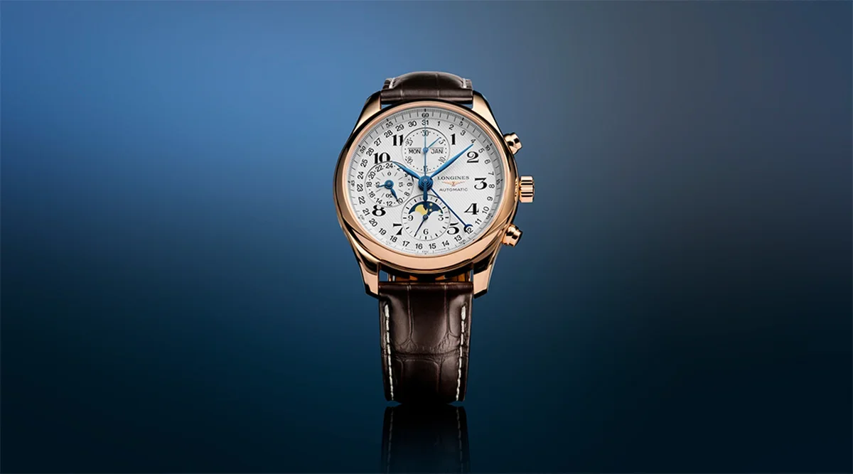 「ロンジン マスターコレクション クロノグラフ ムーンフェイズ」ウォッチ〈RG、自動巻き、ケース径42mm〉¥3,718,000