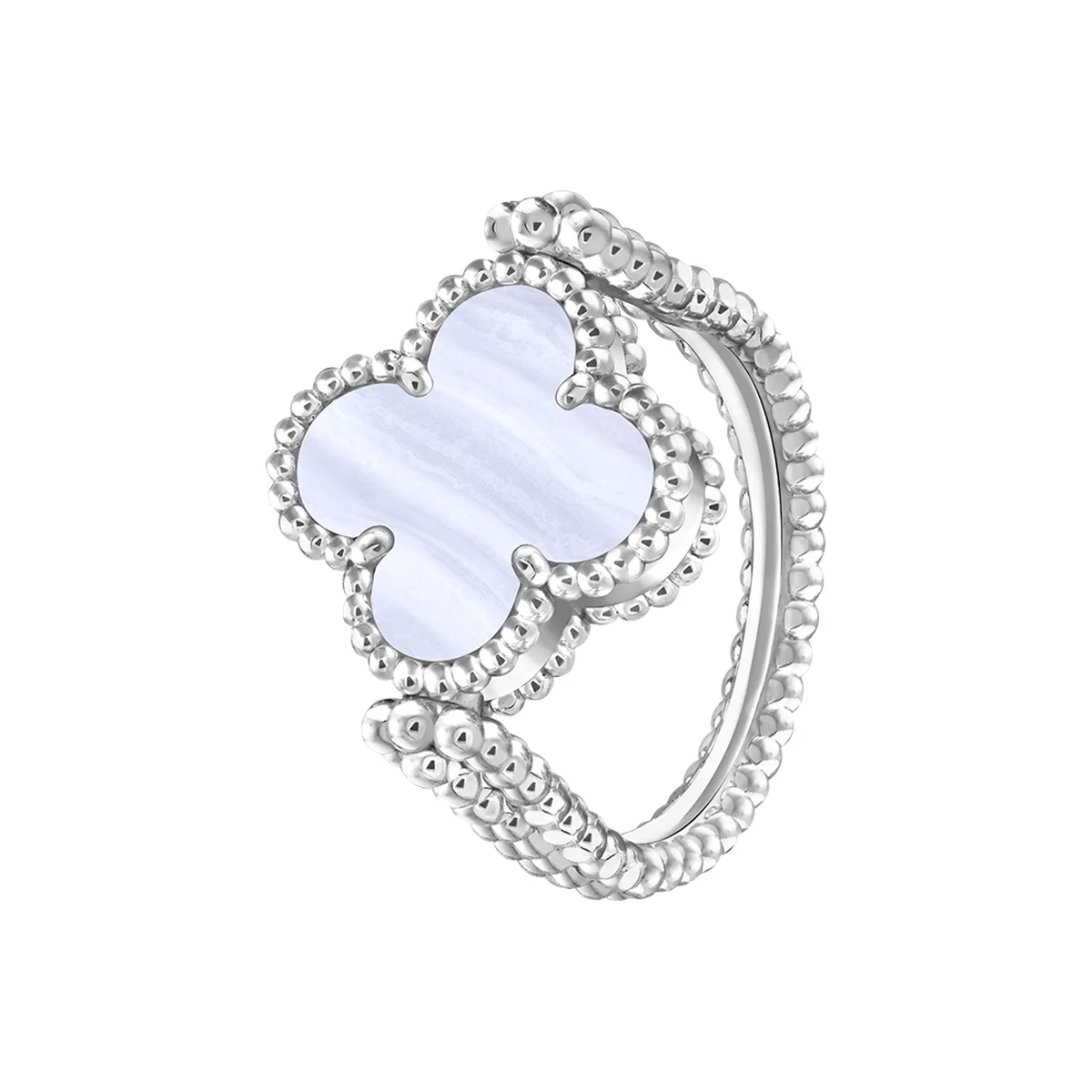 「ヴィンテージ アルハンブラ」リング〈WG、ダイヤモンド、カルセドニー〉¥1,095,600