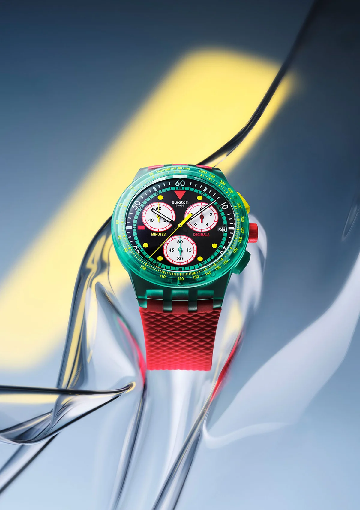「スウォッチ ネオン エメラルド クロノ」ウォッチ〈ケース径42mm、クォーツ〉¥19,800
