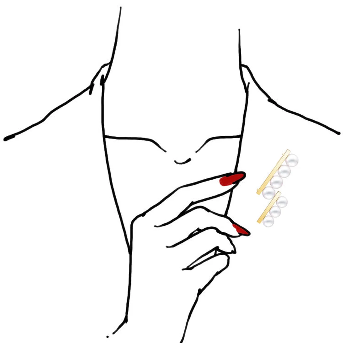 TASAKIのバランス ステップ ブローチを胸元につけて