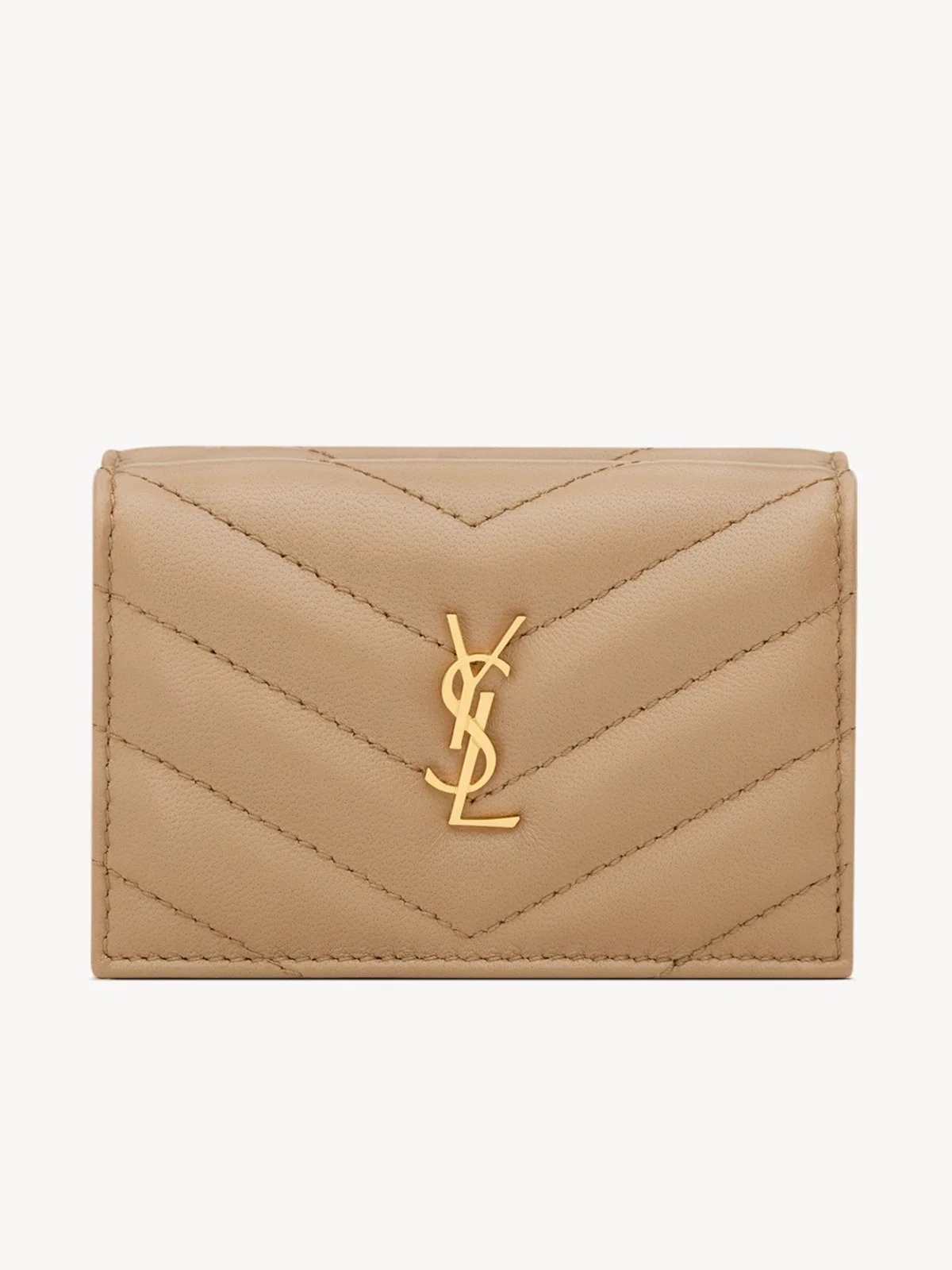SAINT LAURENT　カサンドラマトラッセ　サンローラン　オリガミタイニーウォレット ナチュラルタン