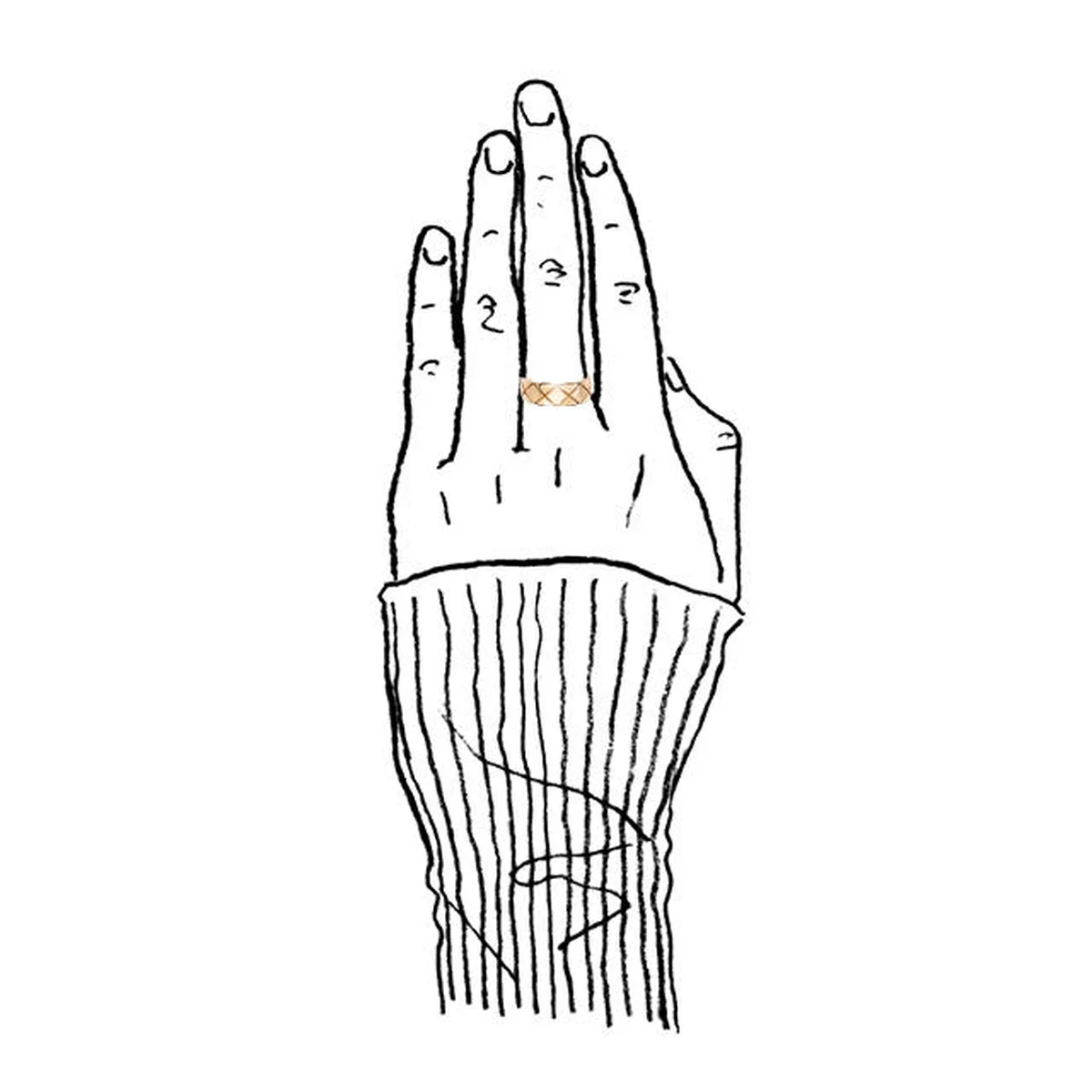 シャネル「ココ クラッシュ」リング〈ベージュゴールド〉を着用したイラスト