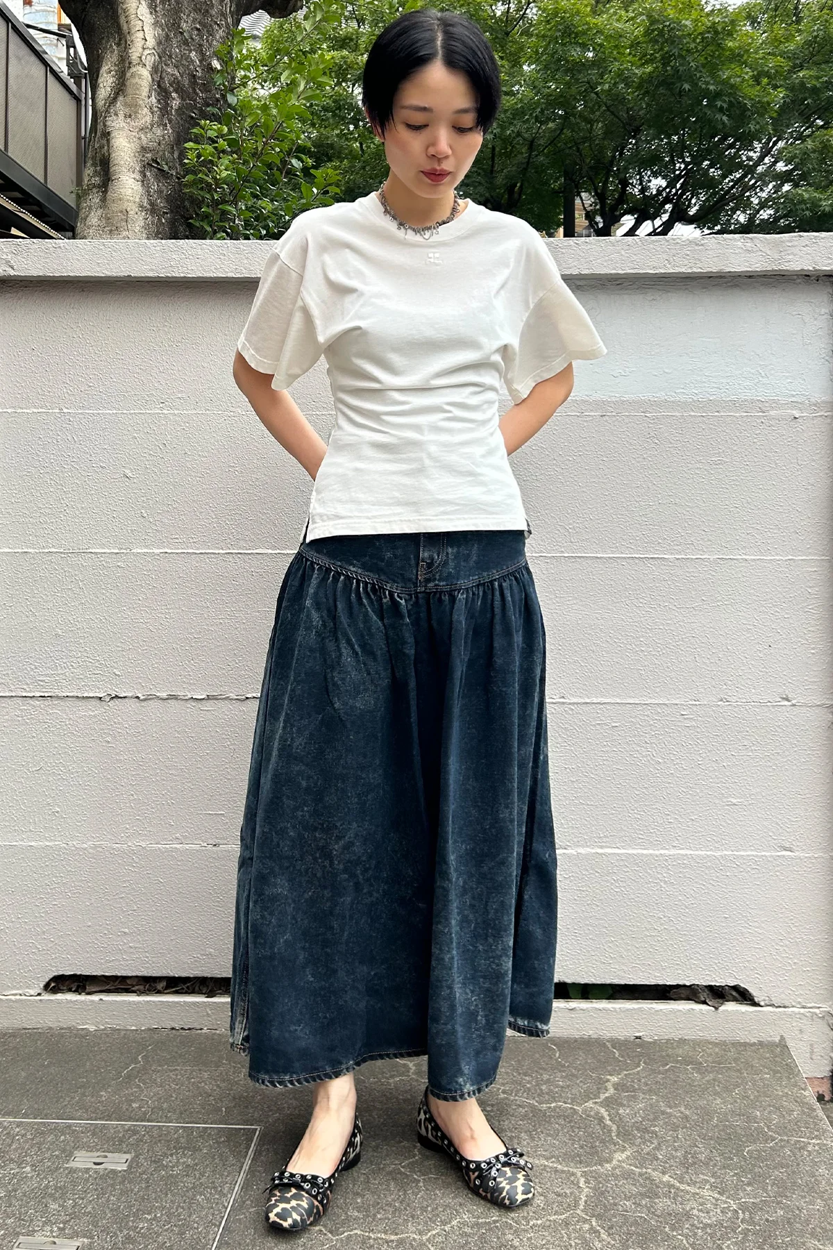 セルフスナップ　Tシャツ　クレージュ　courreges