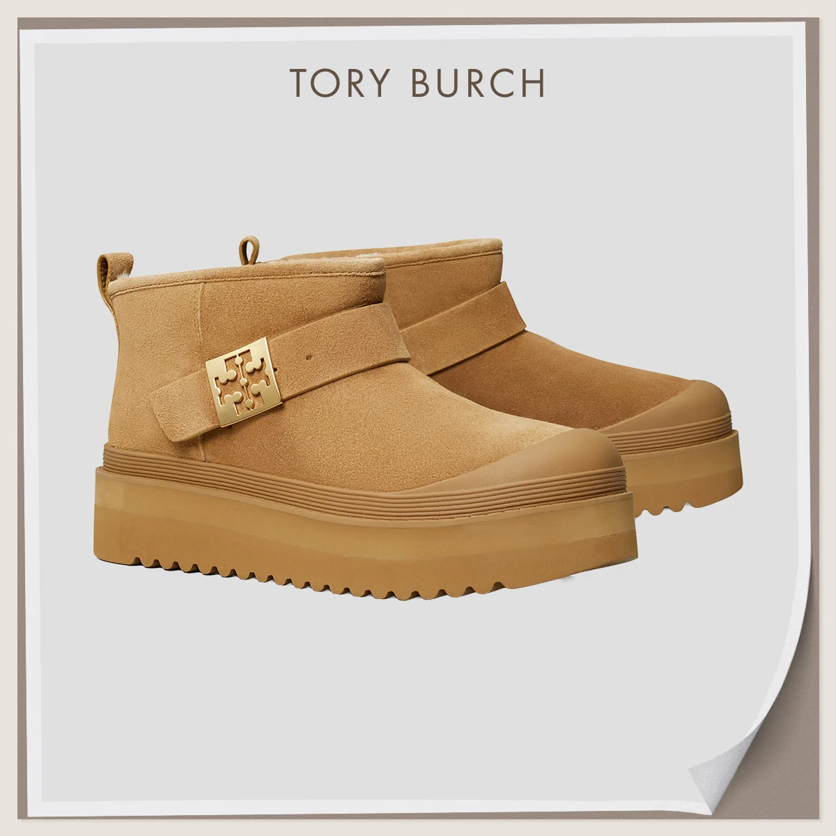 2025年冬の最新ムートンブーツ　トリーバーチ　「メロー プラットフォームブーツ」〈ヒール約4cm〉¥75,900