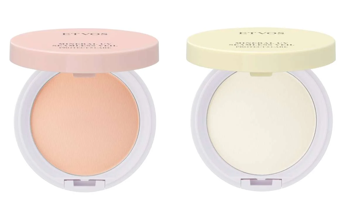 エトヴォス ミネラル UVシームレスベース AZ 左から／ナチュラルベージュ、ソルベイエロー 各￥3,740〈2026年3月4日発売〉