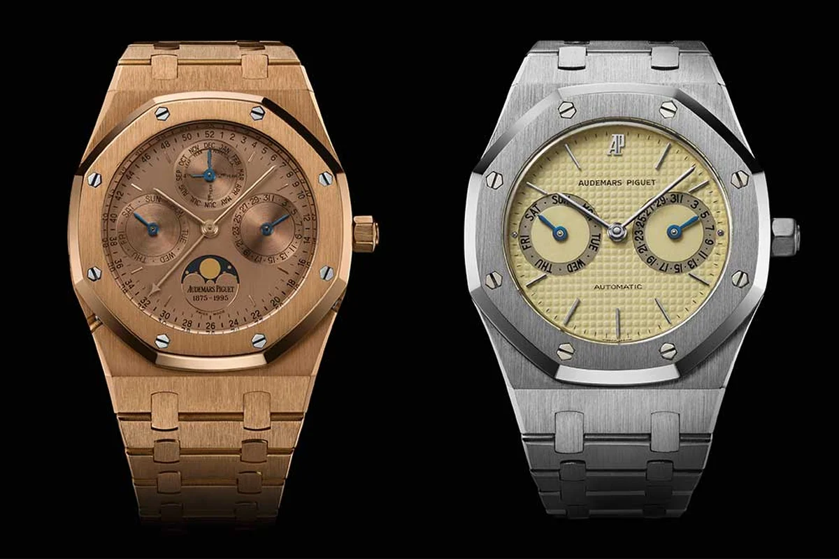 （左から）「ロイヤル オーク パーペチュアルカレンダー 120周年アニバーサリー」「ロイヤル オーク デイデイト」