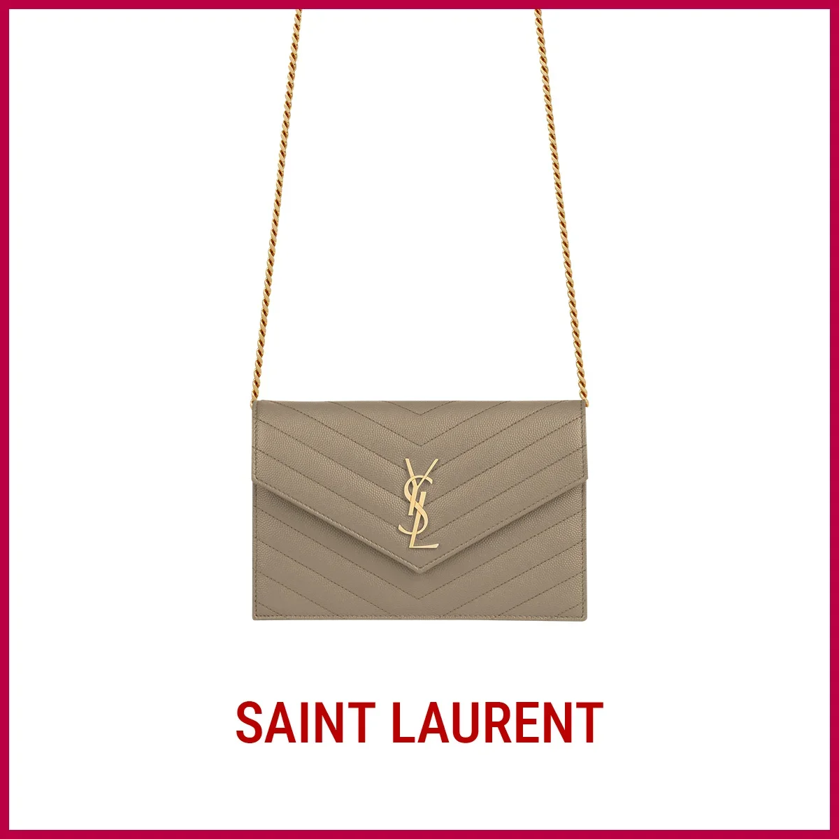 サンローラン　「カサンドラ エンベロープ チェーンウォレット」財布〈H12.5×W19×D3.5cm〉￥181,500