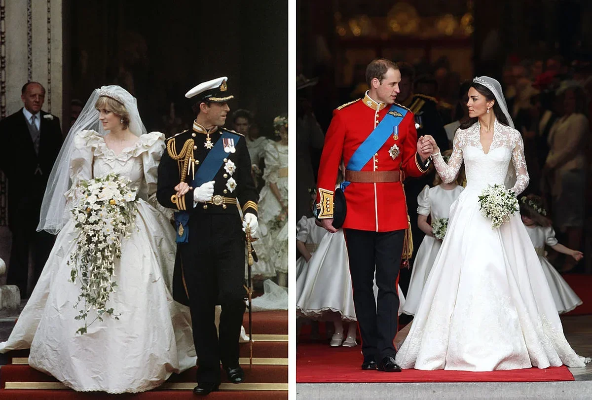 ダイアナ妃とキャサリン妃のウェディングドレス姿　ダイアナ元妃　Princess Diana　キャサリン妃