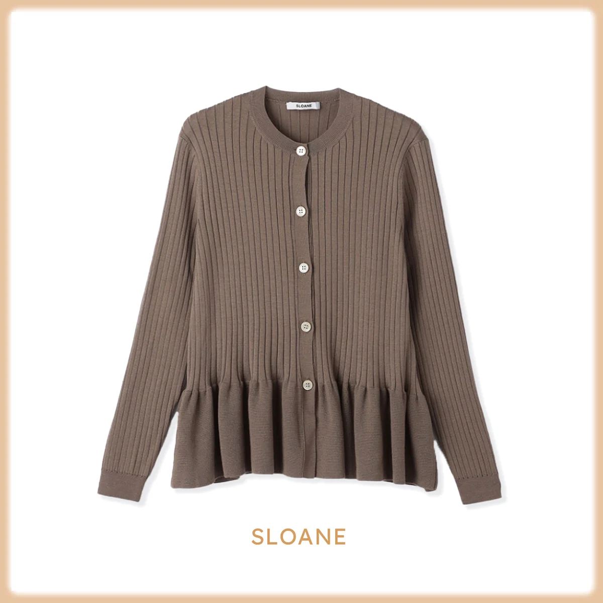 スローン　ペプラム　カーディガン　モカ　￥38,500