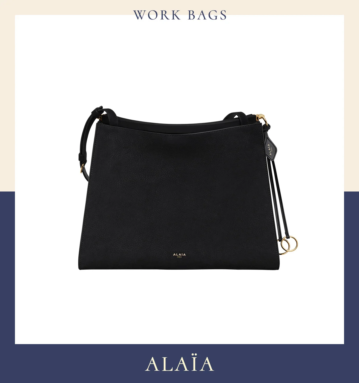 LE CLICK ヌバック ミディアム スクエア バッグ〈H24.5×W33×D16cm〉￥464,200／リシュモン ジャパン合同会社 アライア（アライア）