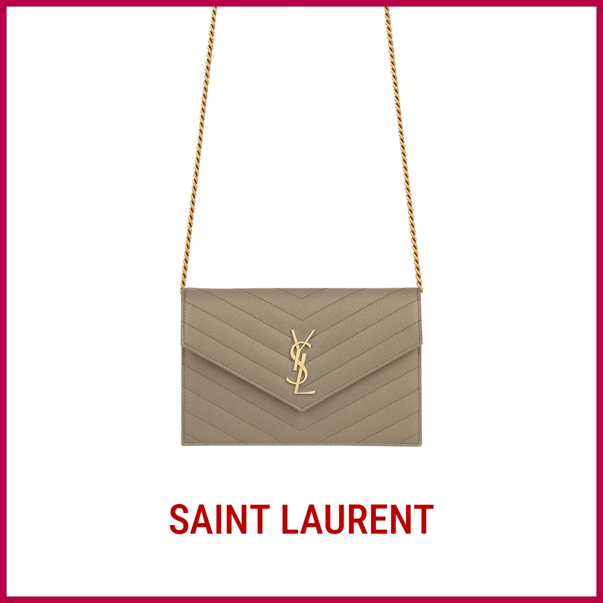 財布　サンローラン「カサンドラ エンベロープ チェーンウォレット」〈H12×W19.5×D3.5cm〉￥181,500