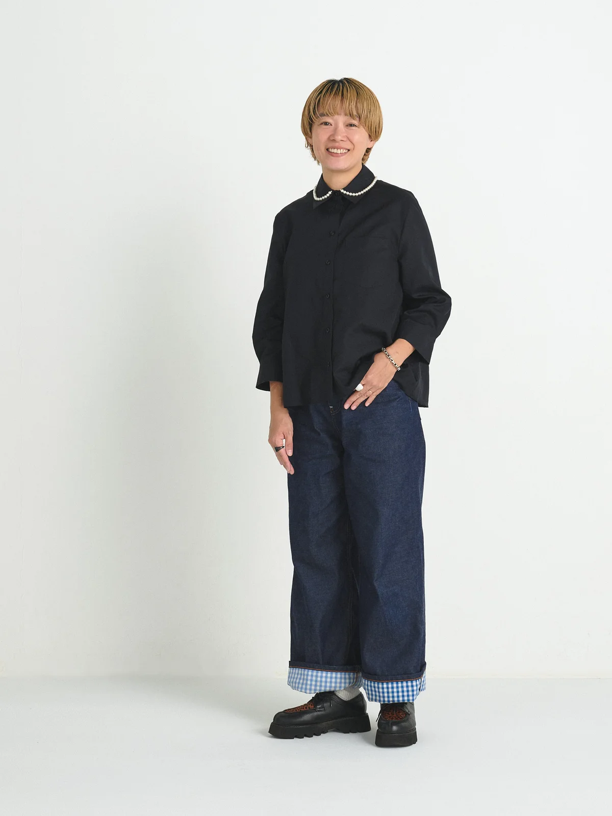 シモーン・ロシャ CROPPED MASCULINE SHIRT W着用写真