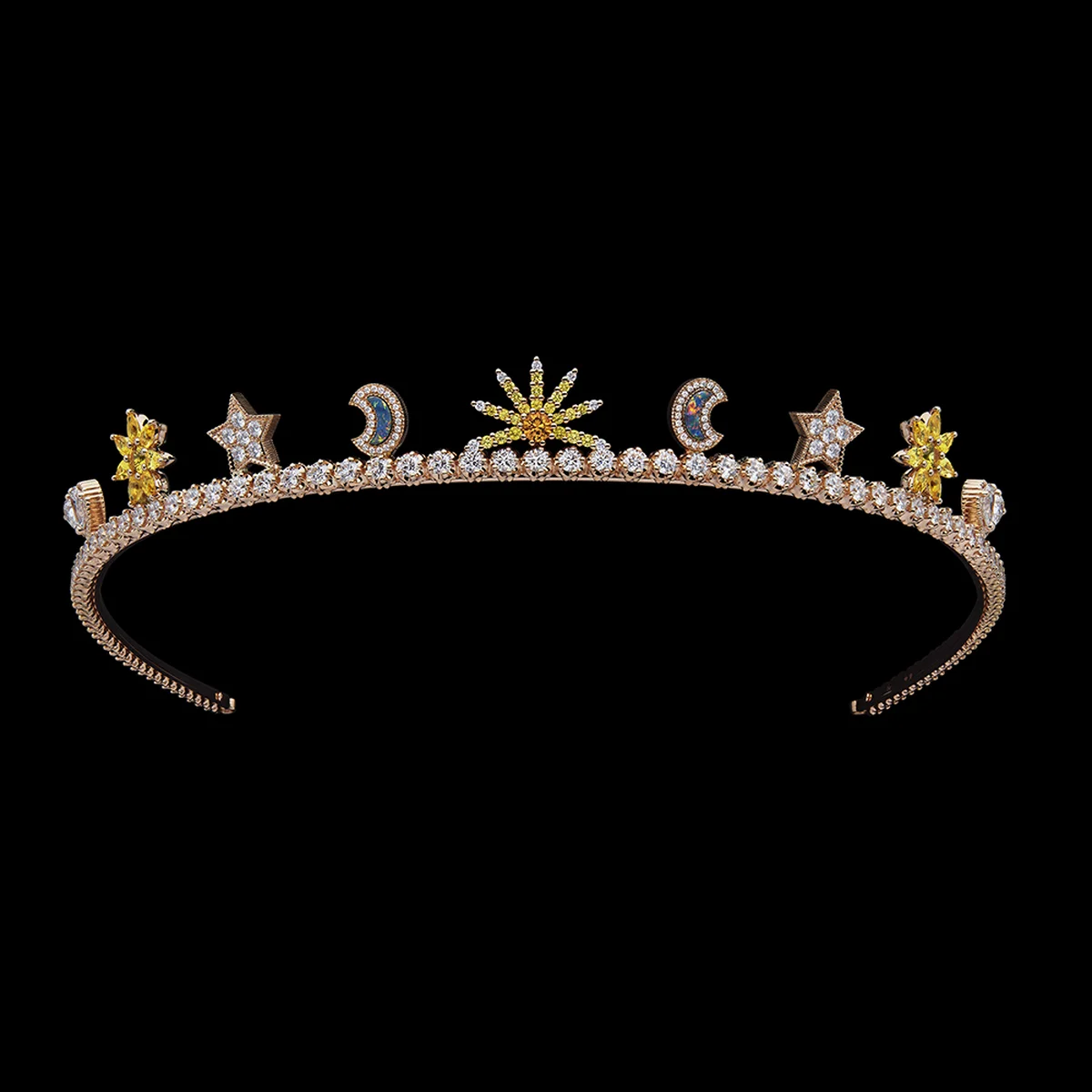 「リーン セレスト」ダイアデム〈PG、ダイヤモンド、イエローサファイア、スペサタイトガーネット、ブラックオパール、オニキス〉