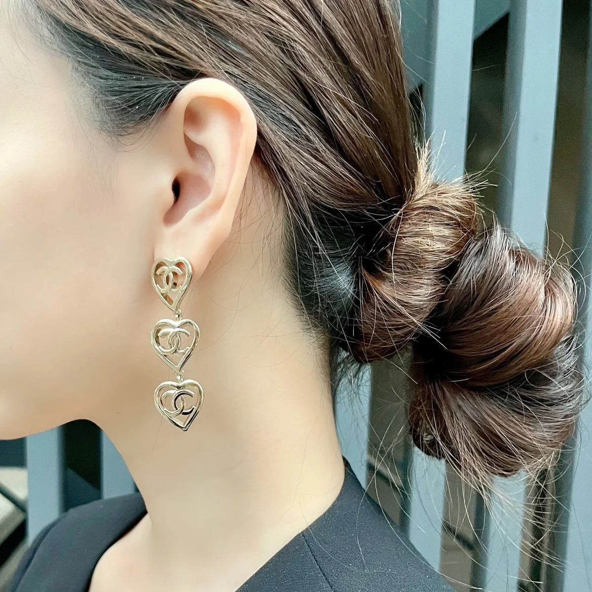 CHANEL シャネル 3連チェーンピアス - アクセサリー