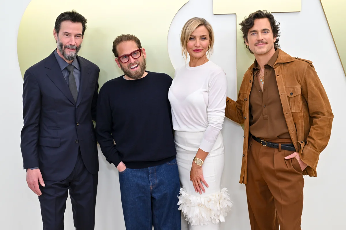 映画『Outcome』のプレスイベントに出席したキアヌ・リーブス、ジョナ・ヒル、キャメロン・ディアス、マット・ボマー