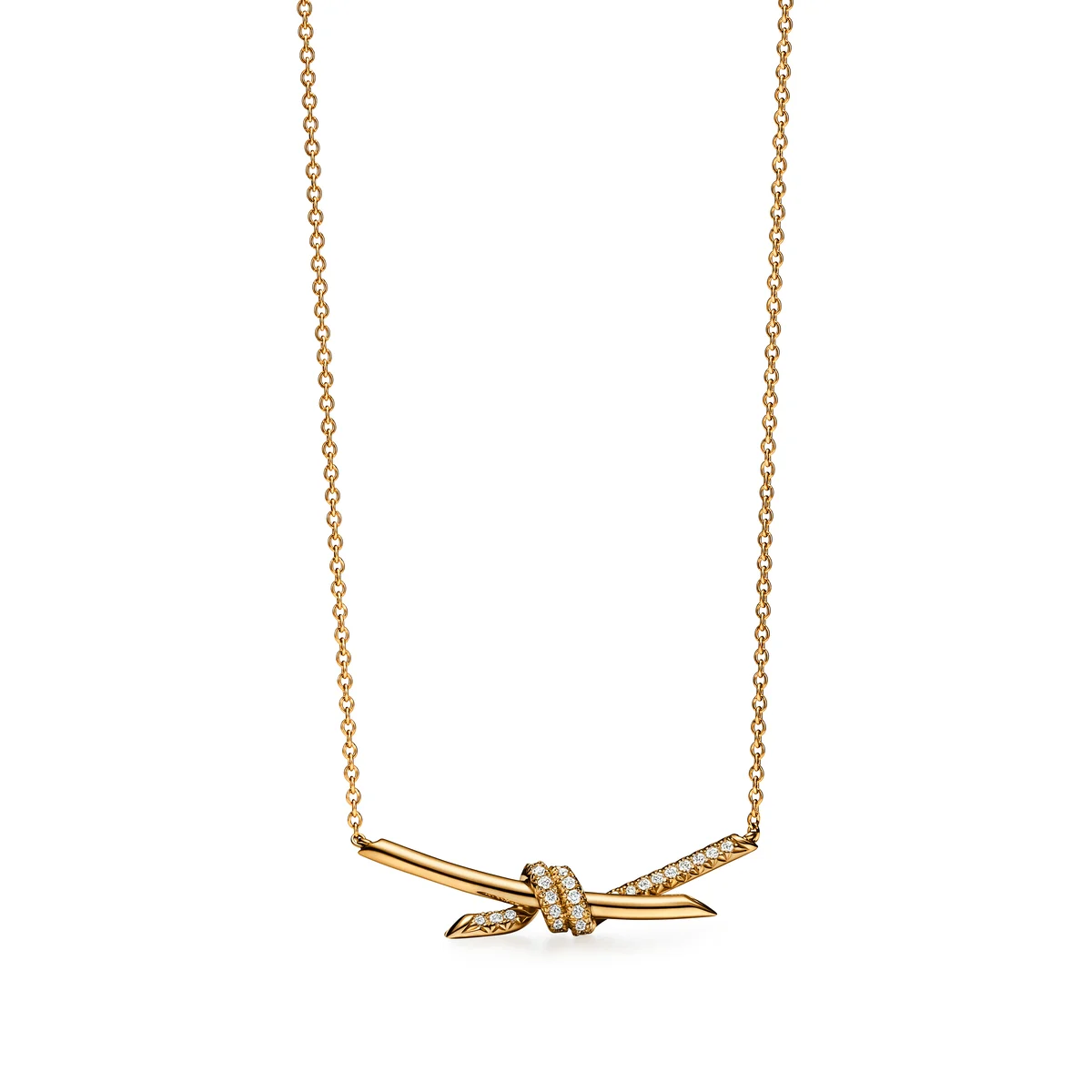 「ティファニー ノット」ペンダント〈YG、ダイヤモンド0.25ct〉￥830,500