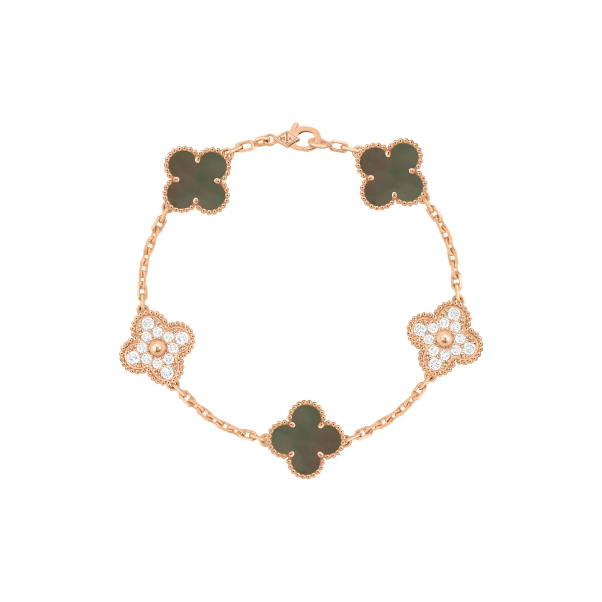 ヴァンクリーフ&アーペル 「ヴィンテージ アルハンブラ」ブレスレット 5モチーフ マザー・オブ・パール