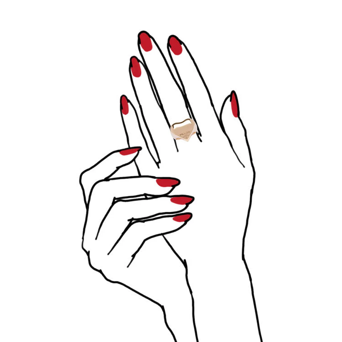 プラダのEternal Gold イエローゴールド リング、着用イメージ