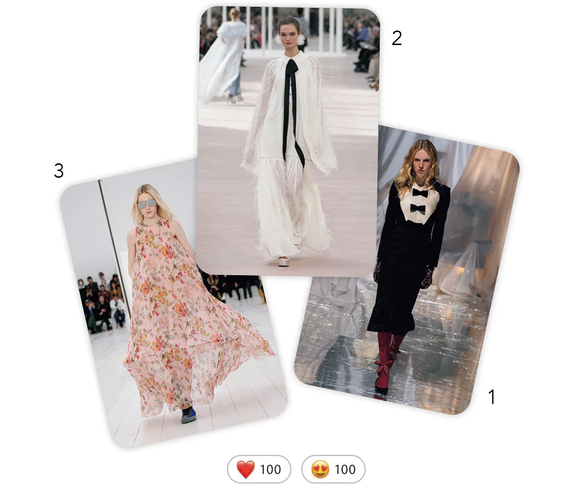 1. VALENTINO 2. CHANEL 3. LOEWE