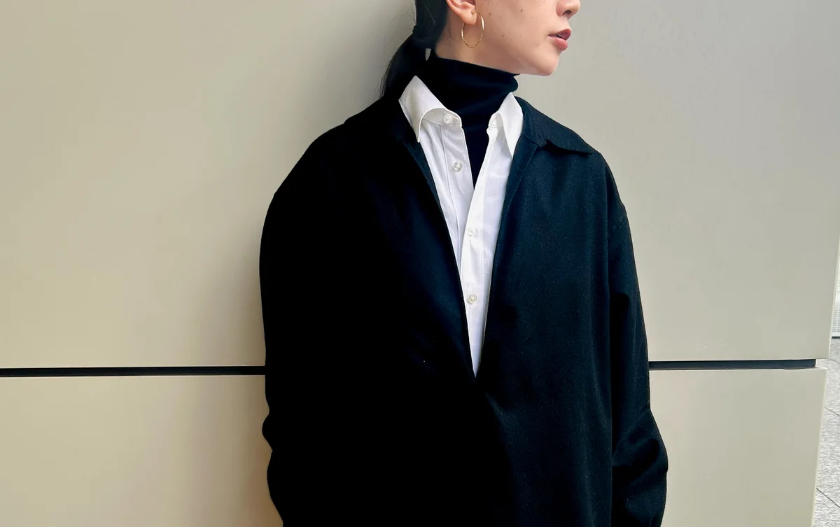 ジョンスメドレー　タートルネック長袖ニットプルオーバー 　LEVINE 　コーディネート実例