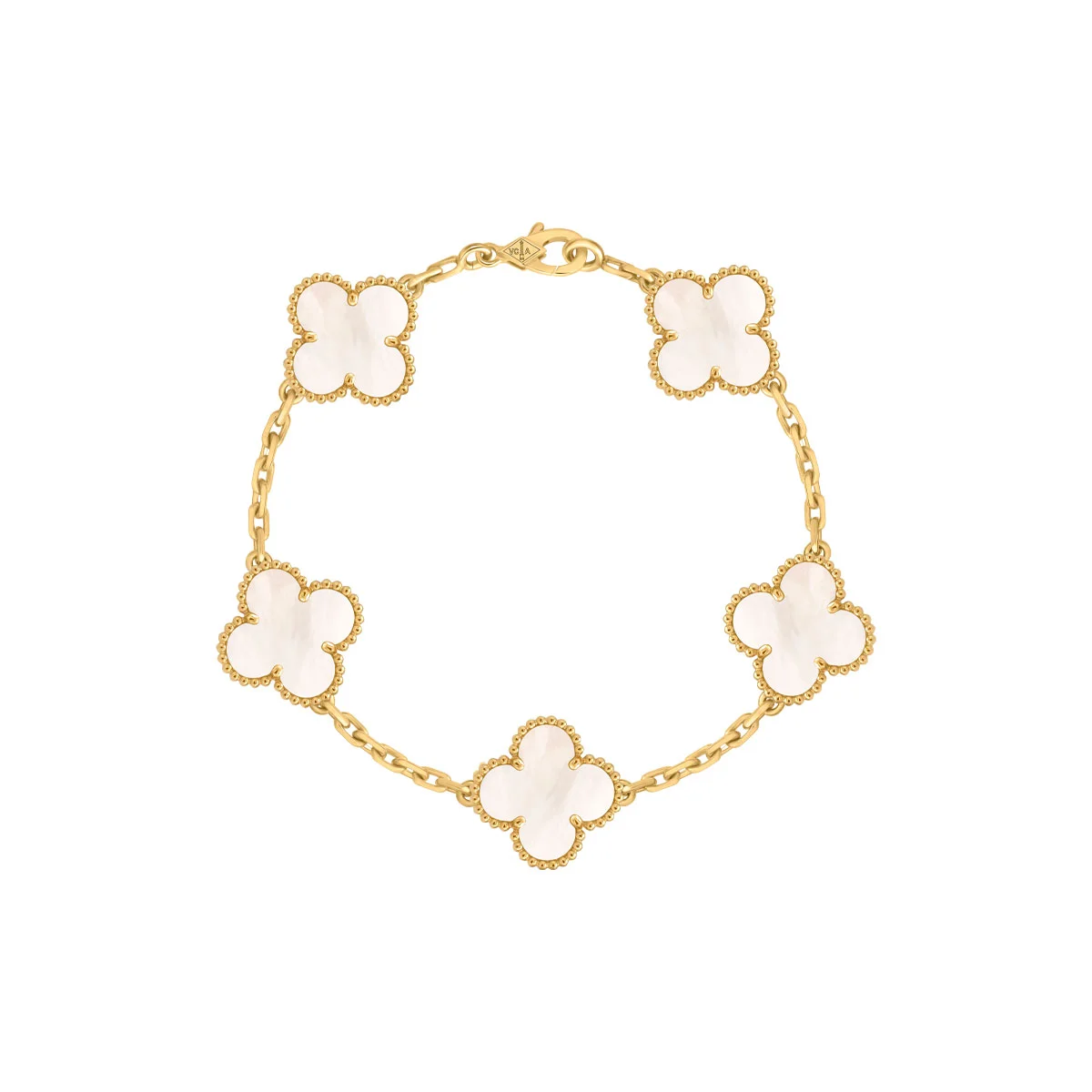 ヴァンクリーフ&アーペル 「ヴィンテージ アルハンブラ」ブレスレット 5モチーフ マザー・オブ・パール