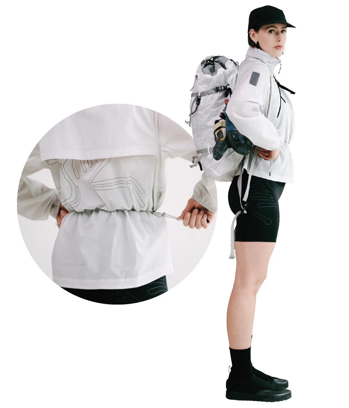 アークテリクスのジャケットを着用したジョージア・スミス