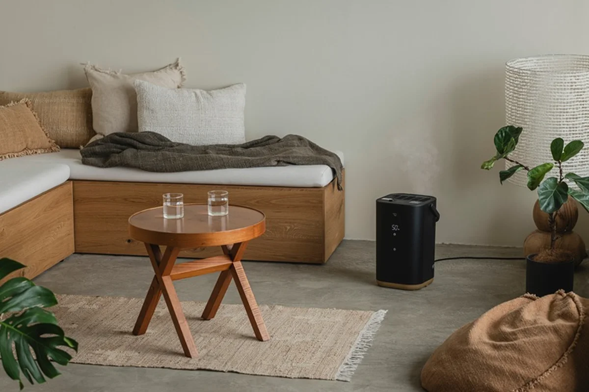 象印の「STAN.」スチーム式加湿器。ブラックカラー