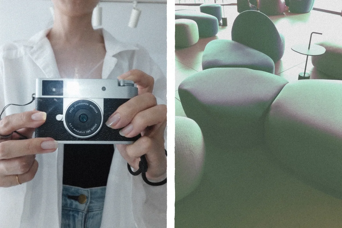 左：X halfのフィルムシミュレーション「クラシッククローム」を使って撮影した写真　右：X halfのフィルター「EXPIRED FILM (GREEN)」を使って撮影した写真