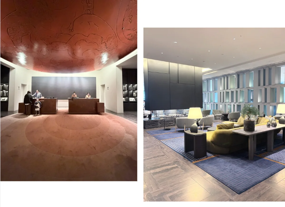 駅直結で別世界。【JWマリオット・ホテル東京】のレセプソションとロビー。