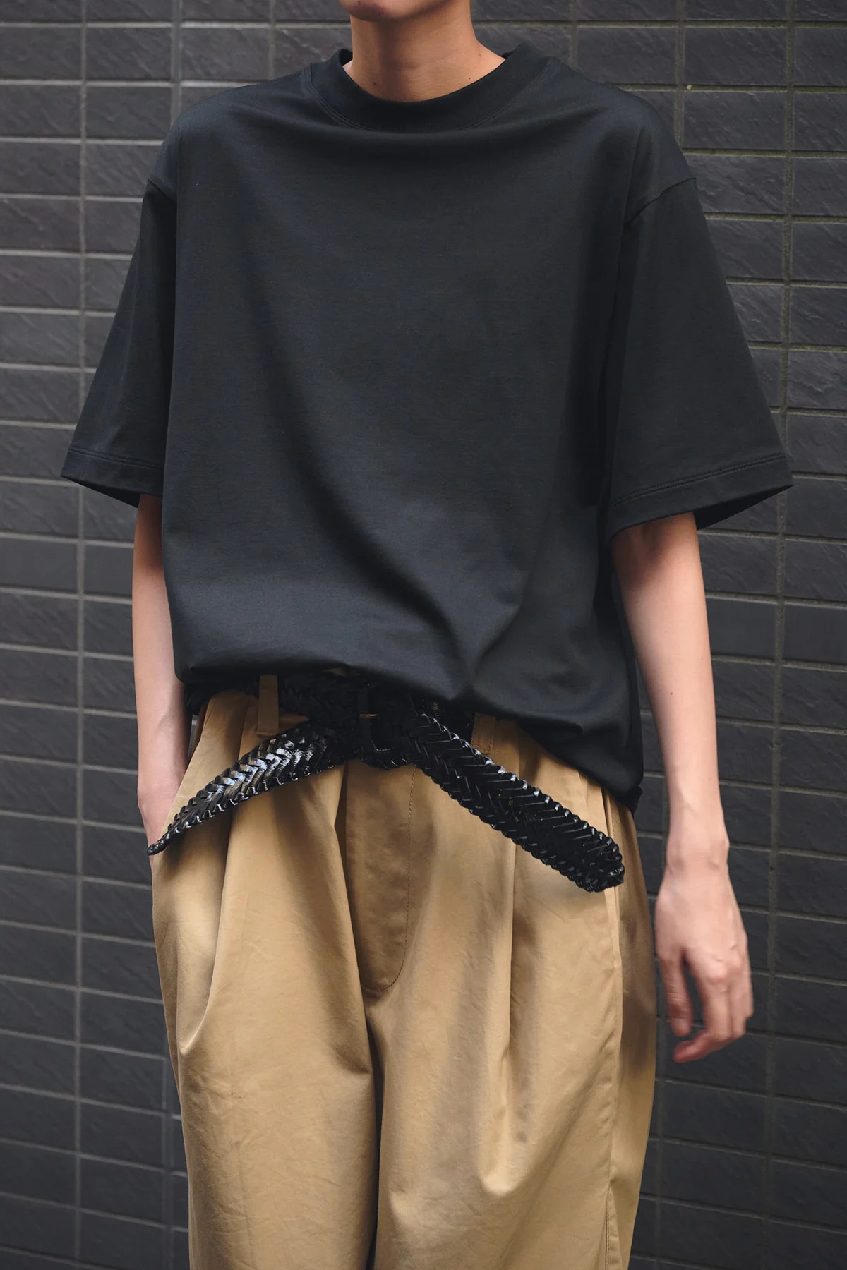 ATON エイトン Tシャツ ブラック ルーズフィット