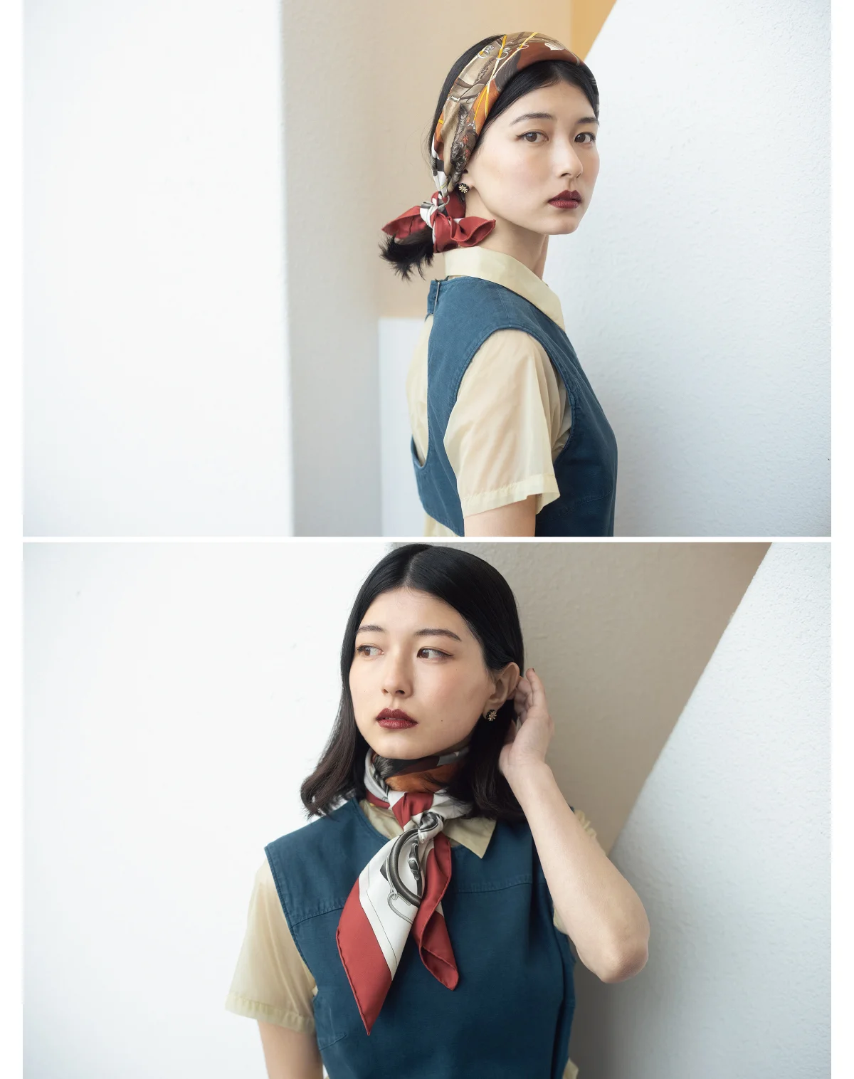 スカーフ「カレ 90・弓形連結」￥88,000／エルメスジャポン（エルメス）