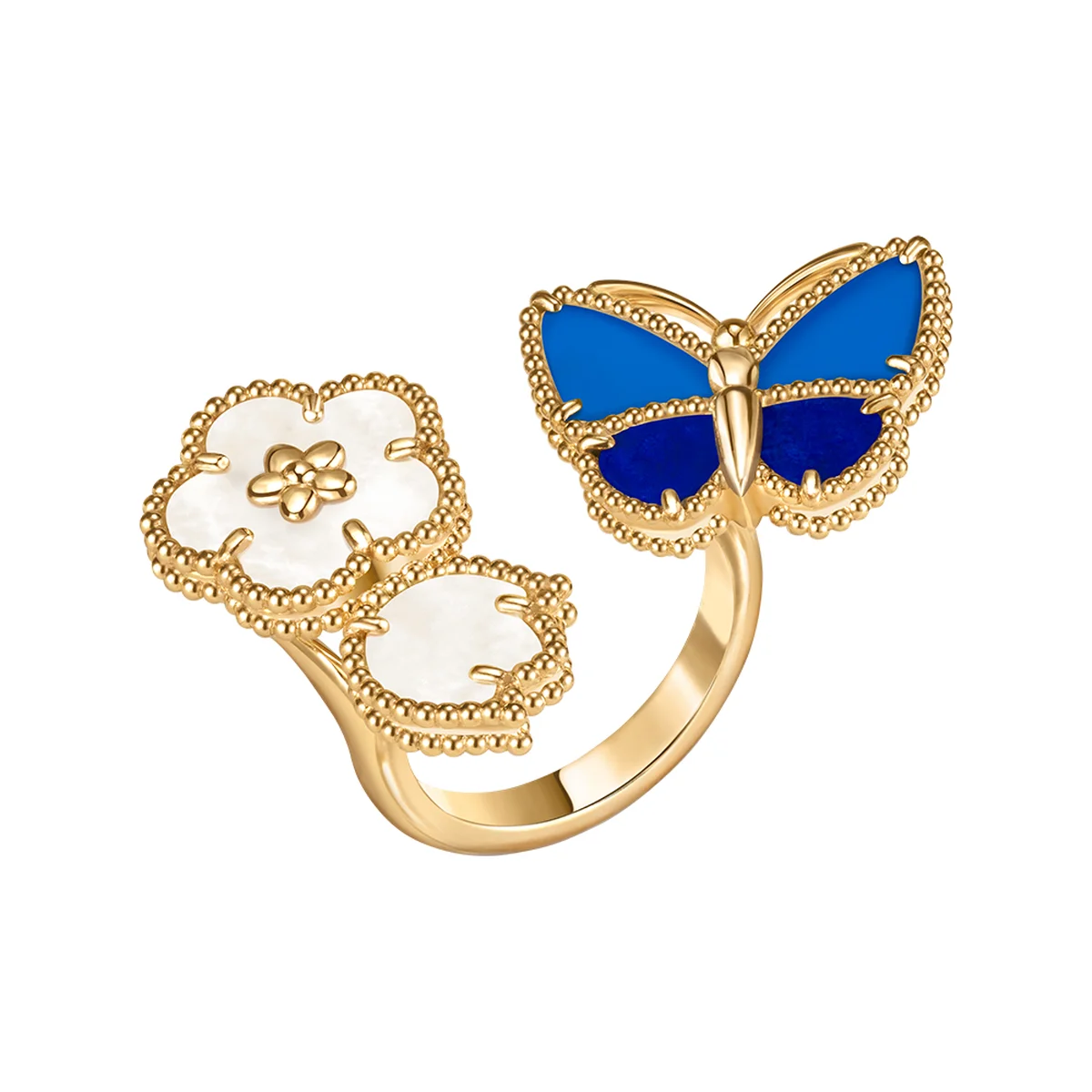 「ラッキー スプリング パピヨン」リング〈YG、ラピスラズリ、ブルーアゲート、ホワイトマザーオブパール〉¥1,320,000