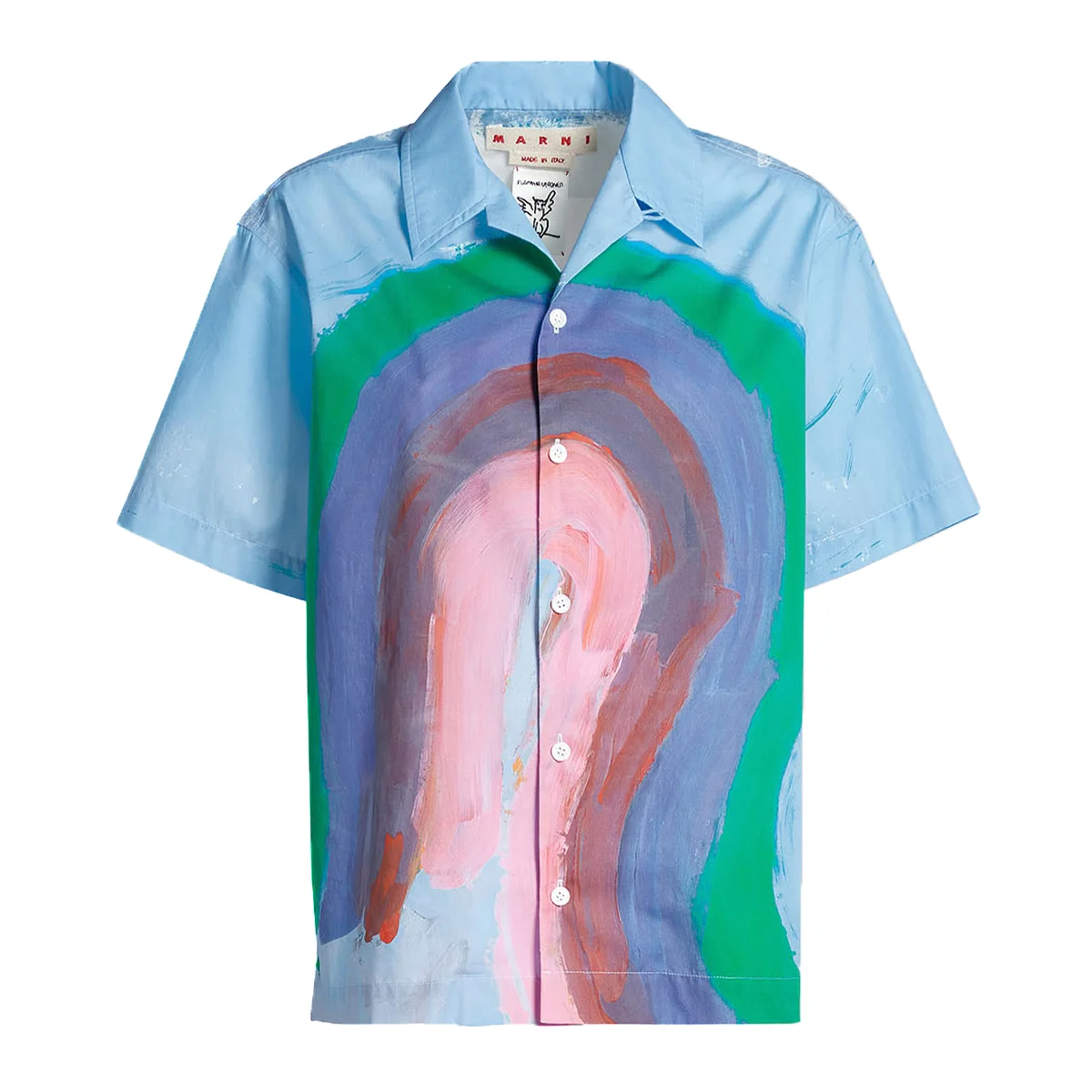 マルニのシャツ「レインボーペイントボウリングシャツ」