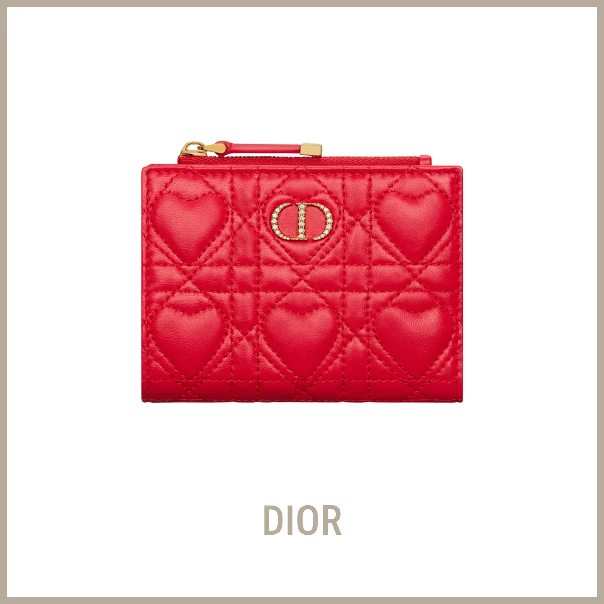 財布 ディオール「“Dior Caro”‘Dahlia’ウォレット」〈H9×W12×D2cm〉¥125,000