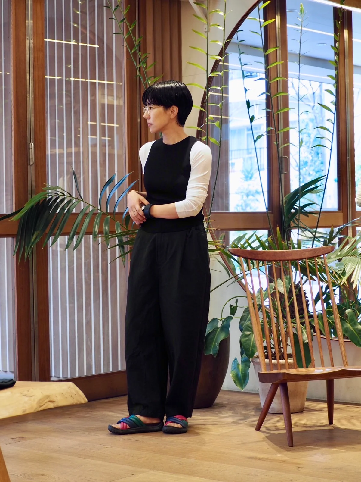 素材感を活かした、シンプルでカジュアルなスタイルが好みという森田さん。