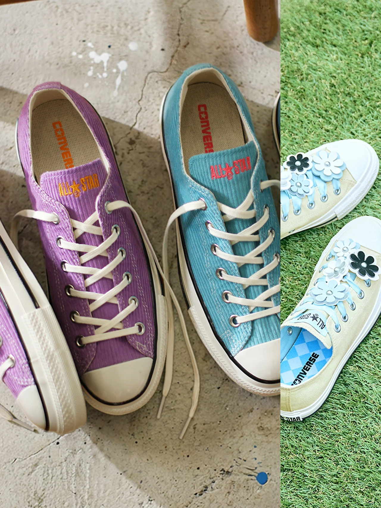 【コンバース】から新作スニーカーが発売！ 春らしいフラワーチャームなど全4型がラインナップ