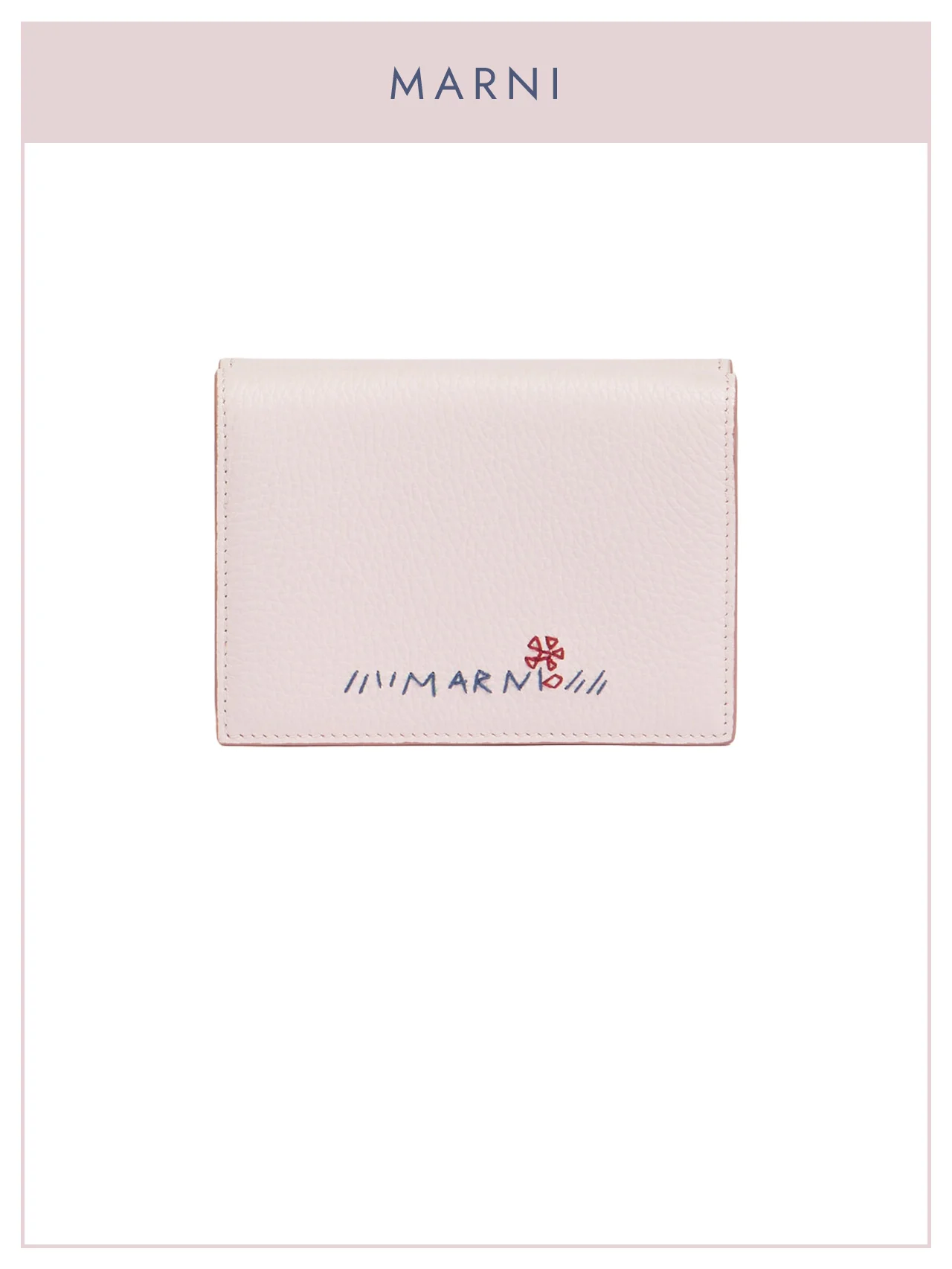 【マルニ】の三つ折り財布。春を呼ぶ、桜色と手刺しゅう