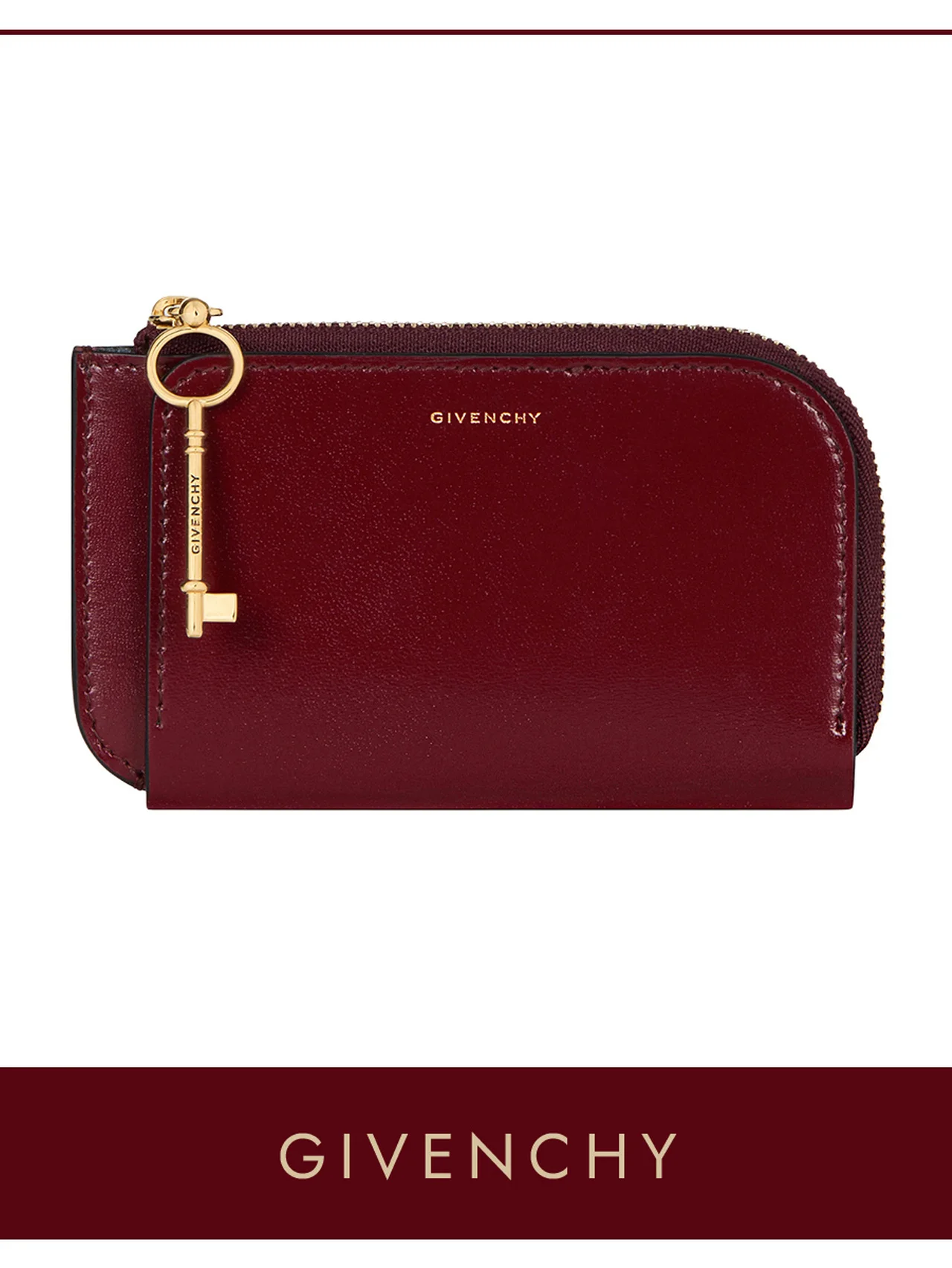 【ジバンシィ】の財布。開運日に手に入れたい！ ラッキーチャームが輝く、深紅のカードホルダー