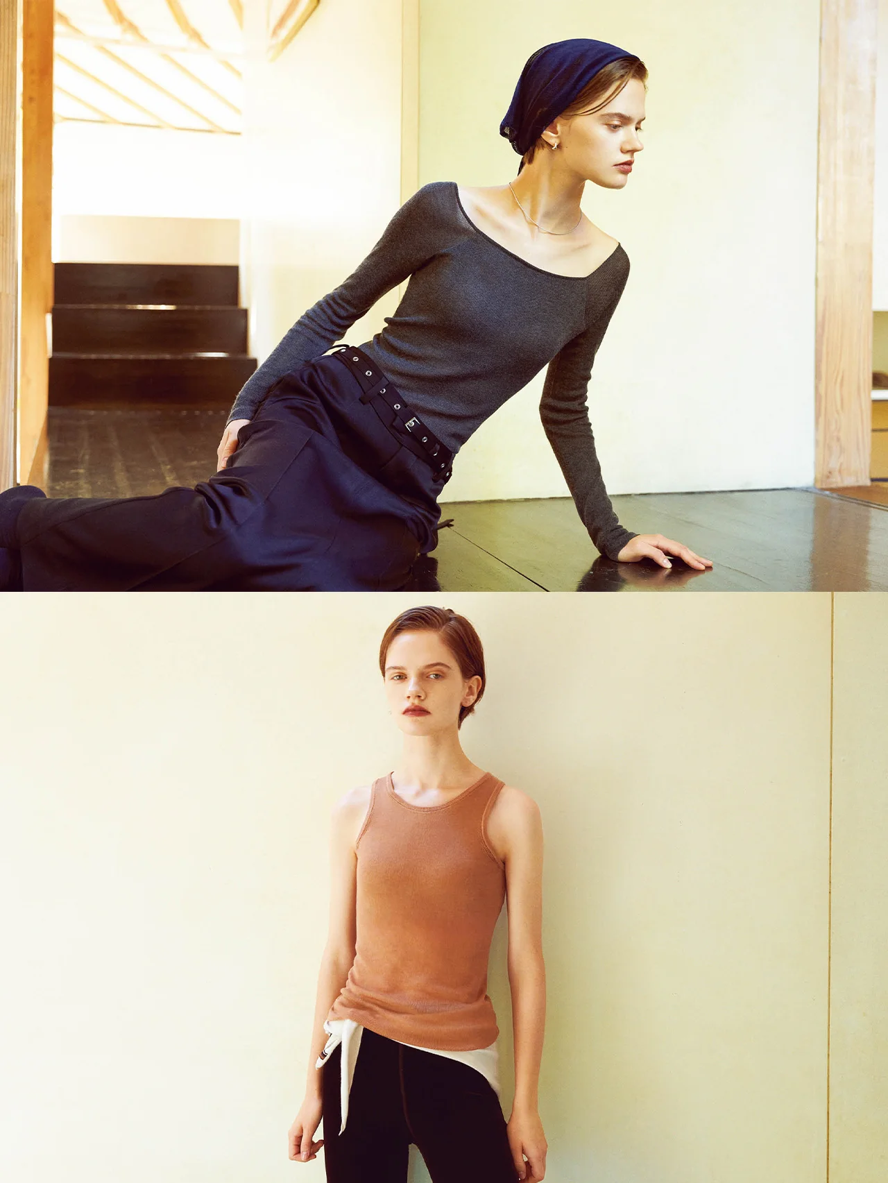 年中大活躍！ 【ナイスナイス モーメント】のカシミヤ混カップつき美ニットトップス 