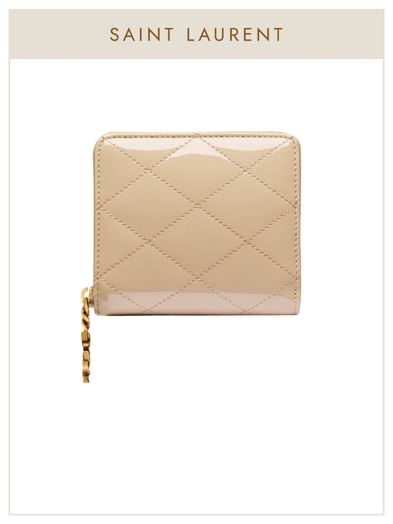 【サンローラン】の財布。艶と気品を携えて。ミニマルに輝くジップウォレット。