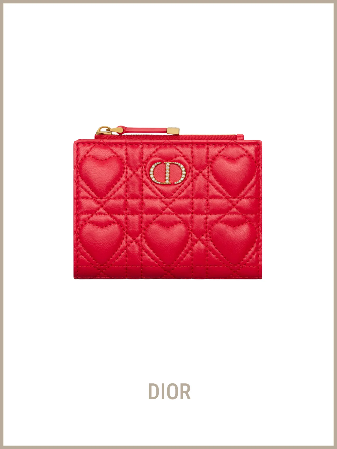 【ディオール】の財布。赤、「カナージュ」、クリスタル。ロマンティックな要素をギュッと詰め込めて
