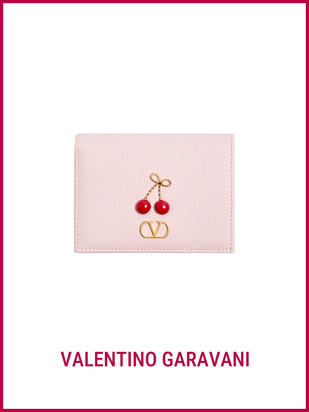 【ヴァレンティノ ガラヴァーニ】の財布。ベイビーピンクとさくらんぼの甘い誘惑