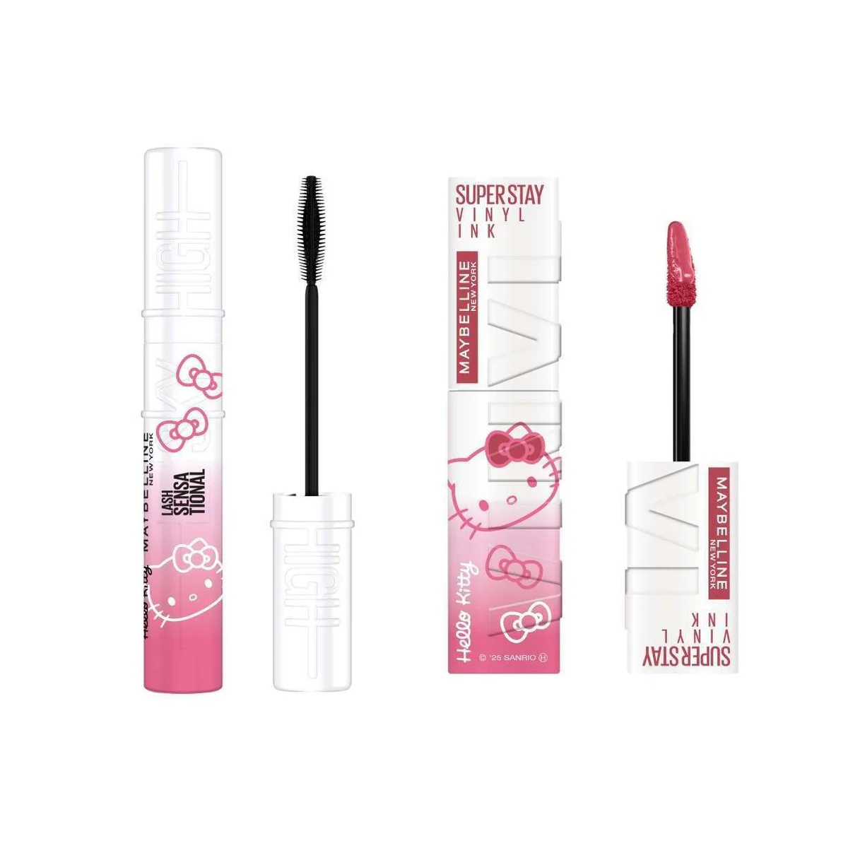 【メイベリン】×ハローキティが限定コラボレーション！ “上向きロングマスカラ”“落ちないリップ”などの名品が特別仕様に
