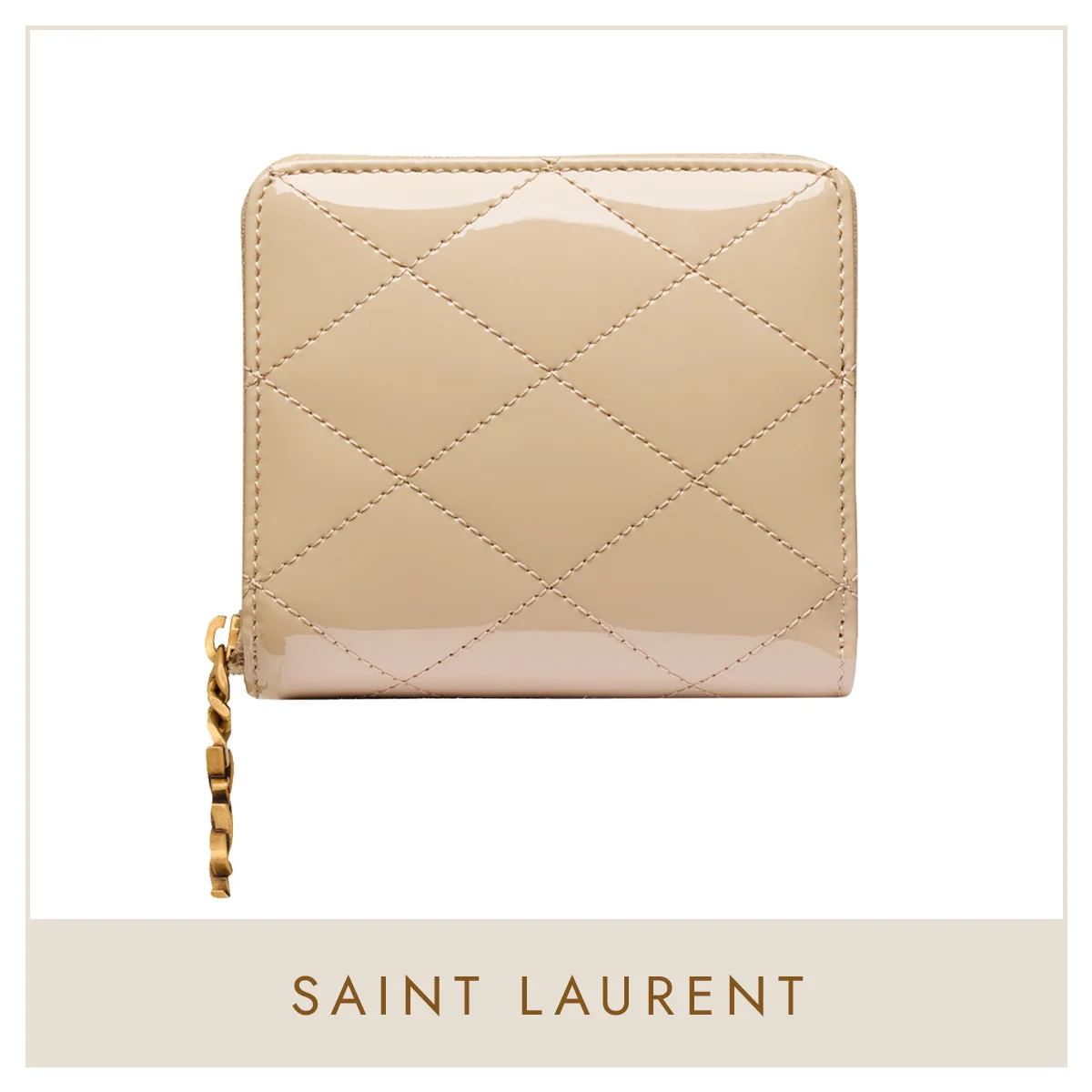 【サンローラン】の財布。艶と気品を携えて。ミニマルに輝くジップウォレット。